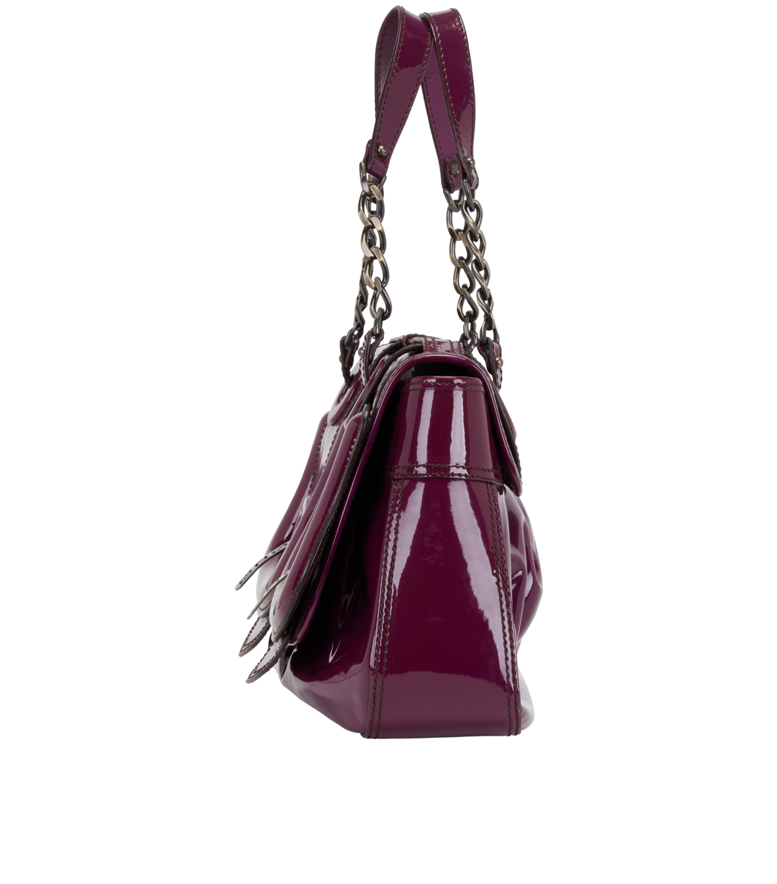 B Bag, &pound;450, Handbags, Purple, Patent Leather, Bottom view